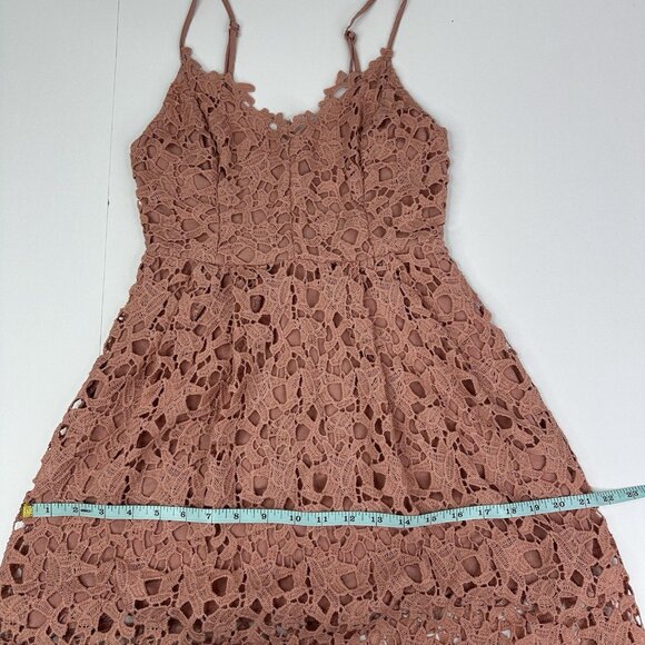 ASTR The Label X RTR Women's Dark Pink Lace A-Line Crepe BOHO MIDI Dress S/C27 - Picture 12 of 13